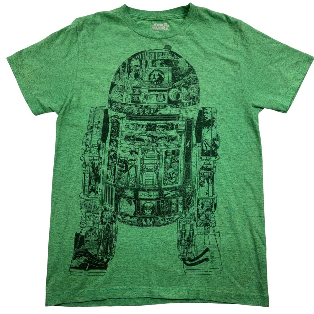 Star Wars R2-D2 Movie Scenes‎ Graphic Print T Shirt Unisex Small Green Fifth Sun